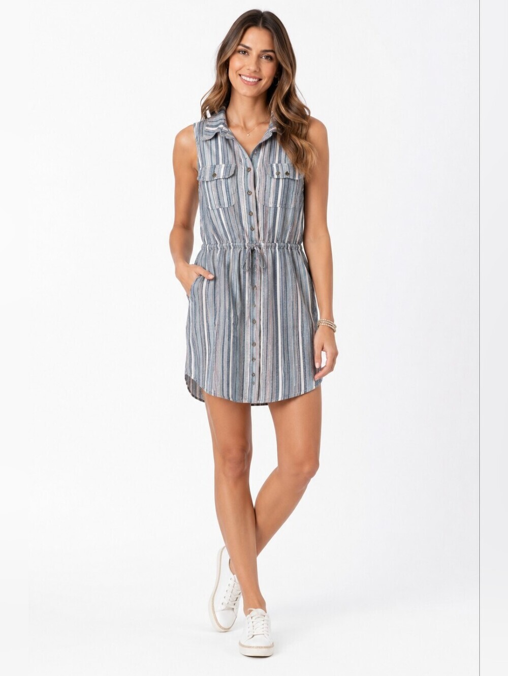 Women's BeBop Striped Dress Size M Blue